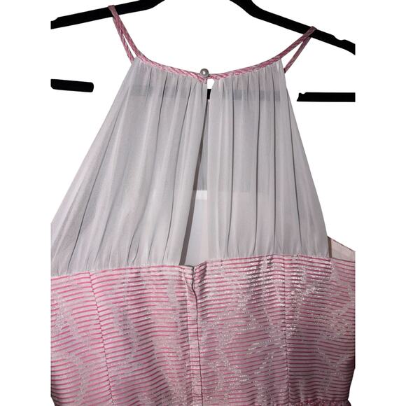 Lilly Pulitzer Kailey Pink & White Iridescent Chiffon Halter Dress Size 12 fun - Picture 9 of 14